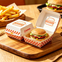 Boîte à burger biodégradable de qualité supérieure pour le stockage alimentaire, fabriquée en Chine, en carton ondulé avec revêtement UV et impression en relief
