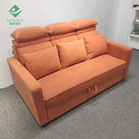 Canapé en velours orange avec un grand coffre de rangement, canapé multifonctionnel en gros, cadre en bois massif, canapé durable, fabricant de canapés