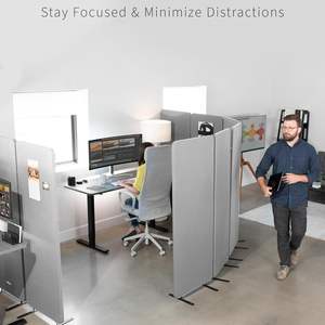 ROYDAA Современная отдельностоящая акустическая стеновая перегородка 72x66 дюймов, 24-дюймовые серые панели, звукоизоляция 90% шума, для отелей и больниц - Product Image 6