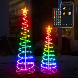 Pohon Natal dapat ditekuk RGB pintar Remote Control App dengan dekorasi lampu untuk taman luar ruangan