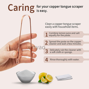 Logo kustom tembaga murni bentuk U, lapisan lidah mulut membersihkan, pengeruk lidah efektif menghilangkan bau mulut - Product Image 4
