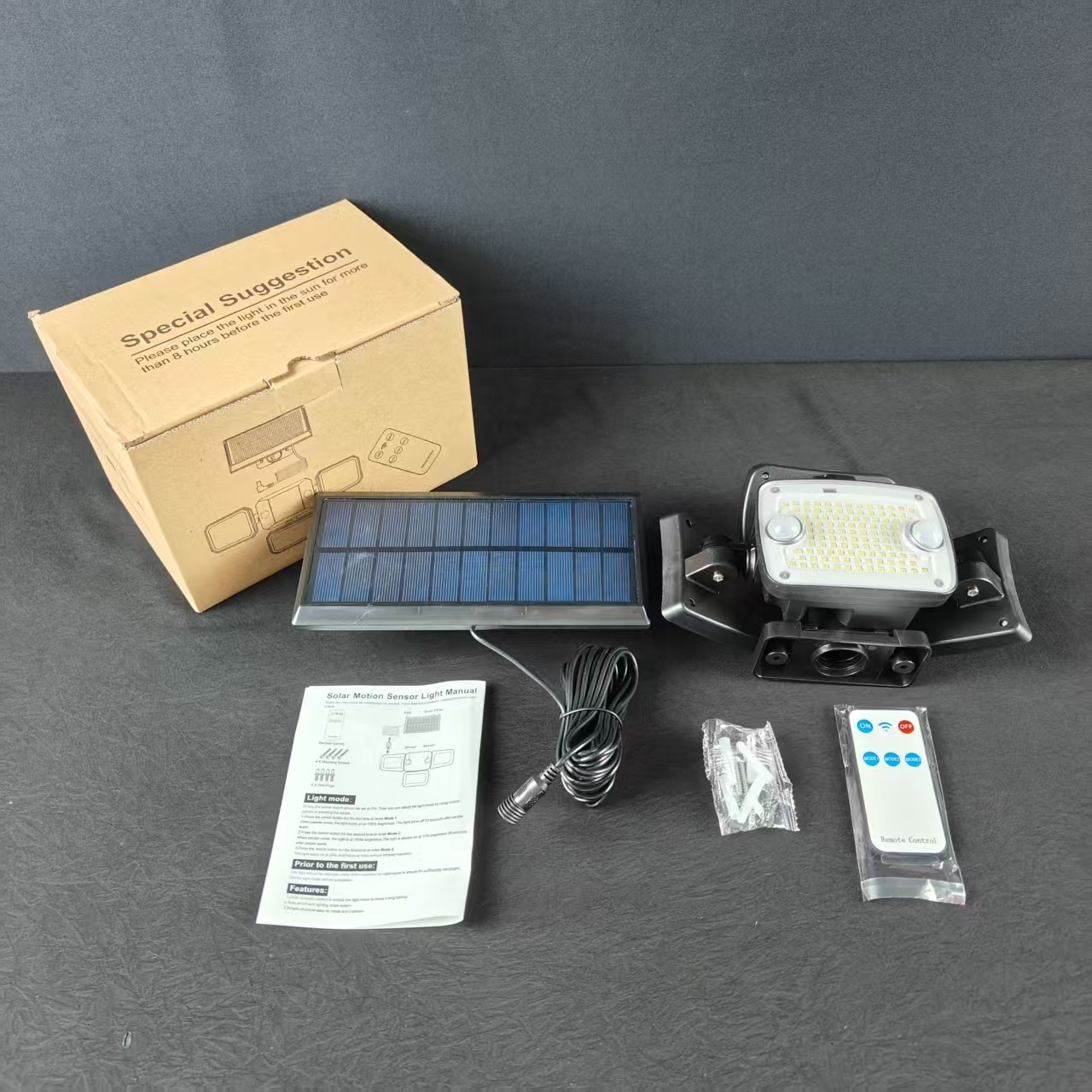 solar flood Led 4 head Wall Lamp Powered Garden Lights Outdoor Yard Decor Garage Light With Remote Control Security Flood