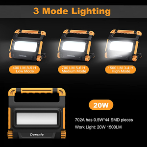 Nicro Darenic — lampe LED COB Rechargeable 15W, éclairage de surface, étanche IP54, travail - Product Image 5