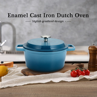 Ensemble de 12 ustensiles de cuisine en fonte émaillée bleue antiadhésive, résistant au four et au lave-vaisselle, personnalisable, avec cocotte hollandaise – Collection Bright Houseware