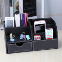 Accessoires pour table de bureau personnel, en cuir pu, noir, multifonction, logo personnalisé imprimé, organisateur de bureau d'hôtel