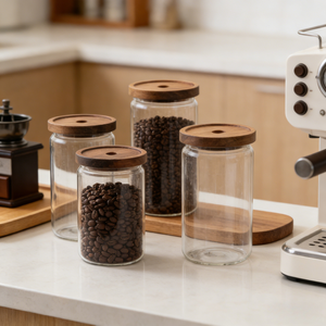 Recipiente de Vidrio de 1 Litro con Tapa de Madera, Estilo Clásico, Forma Cilíndrica, Resistente a Fugas, Botella de Almacenamiento Multifuncional, Disponible en Almacén de EE. UU. - Product Image 6