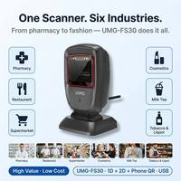 UIMG FS30 Scanner de codes QR de bureau grand angle durable 1D 2D USB pour hôpital, pharmacie, dispensaire, point de vente
