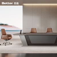 Table de conférence de luxe en laque piano, table de réunion de direction haute brillance pour bureau moderne