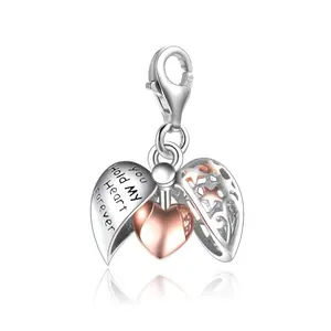 Open Heart Charm 925 Sterling Silver You Hold My Heart Forever Pendant For Women Girls