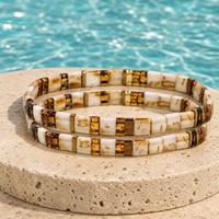 Pulseras de Cuentas Go2boho, Cuentas Geométricas de Vidrio Blanco, Chapado en Oro de 18K, Joyería de Moda para Mujer