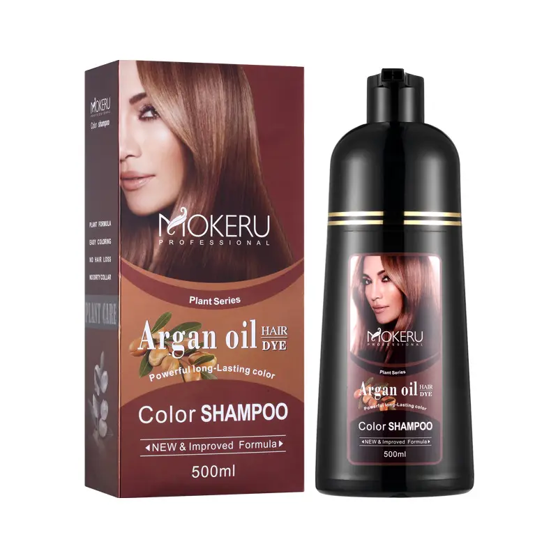 Sampo Semir rambut coklat cepat permanen alami untuk pria dan wanita penutup rambut abu-abu rambut putih