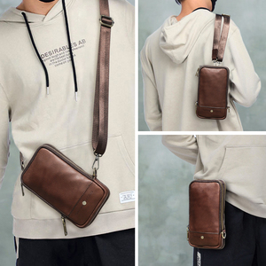 Bolso de Cuero 2 en 1 para Hombre, para Teléfono, con Correa Cruzada o para Cinturón, Compatible con Teléfonos de 6.9 Pulgadas, Organizador de Dinero y Pasaporte con Ranuras para Tarjetas SD y SIM, para Viajes y Actividades al Aire Libre - Product Image 5