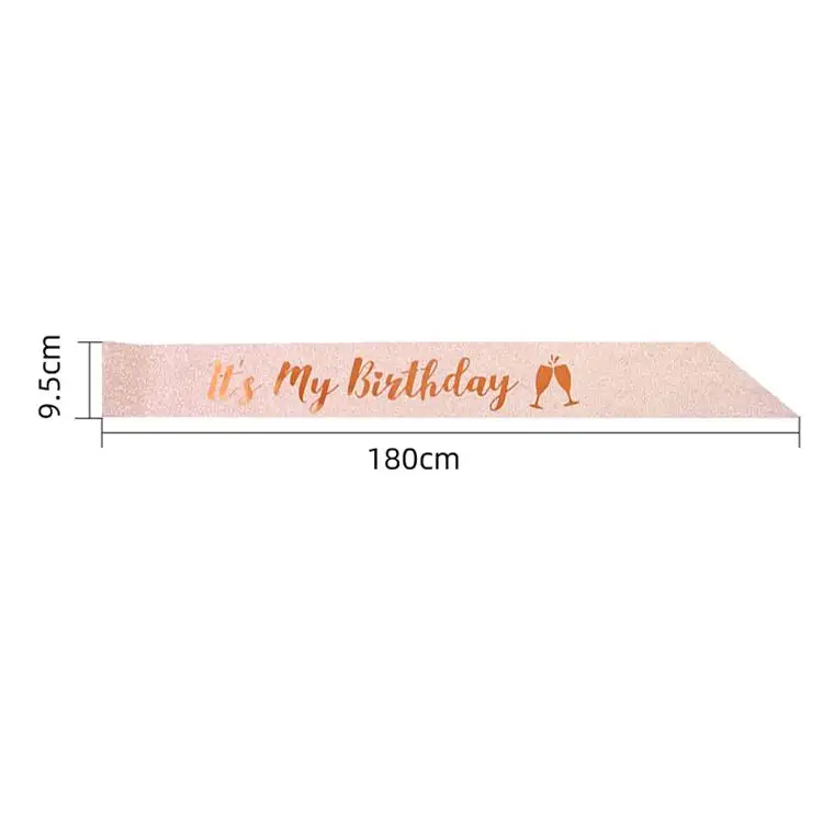 Tùy chỉnh Lá Thư bên trang trí cô gái Rose Gold long lanh của nó sinh nhật của tôi Sash