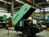 Kompresor Udara Sekrup Portabel Diesel Sullair DPQ185 8bar dengan Mesin Dongfeng Cummins Berpendingin Udara & PLC