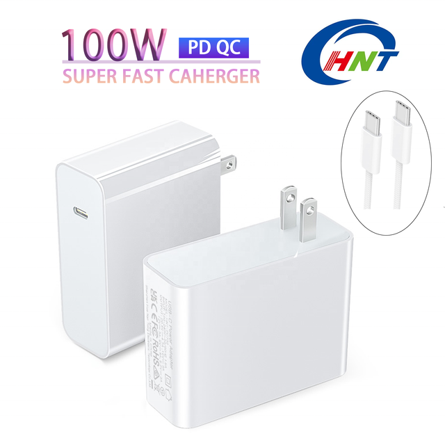 HNT100W  GaN PD 3.0 Single Port  Universal Travel Adapter for Mobile Phones with 2M USB C to C Briaided Cable Fast Charging OEM