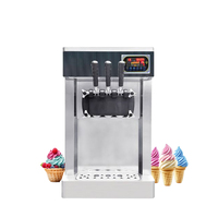 Machine à crème glacée commerciale en acier inoxydable, électrique, pour yaourt glacé, sur pied, 3+2 saveurs, machine à crème glacée molle