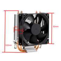 Refroidisseur d'air pour CPU à 2 caloducs, ventilateur 3 broches 4 broches, sans LED, noir, silencieux, dissipateur thermique pour processeur de bureau Intel et AMD