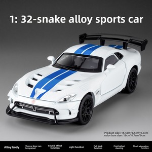 1:32 échelle <span class=keywords><strong>Dodge</strong></span> <span class=keywords><strong>Viper</strong></span> modèle de voiture de sport alliage moulé sous pression batterie au Lithium retirer voiture ornement en gros livraison directe cadeau - Product Image 6