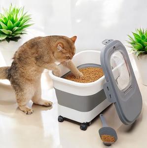 Contenedores de despensa de plástico grandes para mascotas de calidad garantizada, fácil de usar, contenedor de almacenamiento de alimentos plegable para perros, sólido moderno a prueba de fugas - Product Image 5