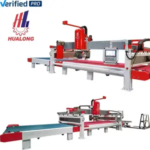 HUALONG stone machine 5 axis stone cnc bridge saw combined machine line saw stone conveyor belt machine cutting equipment