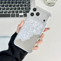 Coque de téléphone ajourée au design créatif pour les nouveaux iPhone 18 17 16 15 Pro Max, coque de protection rafraîchissante pour l'été, avec miroir de maquillage pour iPhone 14 13