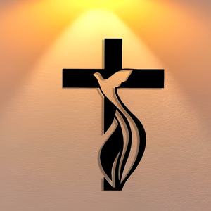 1 Pièce d'Art Mural Traditionnel Élégant en Fer Forgé avec Motif Pigeon et Croix, Décoration Suspendue pour la Décoration de Chambre - Product Image 3