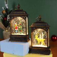 Décorations de Noël lumineuses en forme de bonhomme de neige, lampe à vent plate en plastique de dessin animé, remplie d'eau, pour intérieur, ornements de table