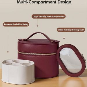 Custom Logo PU Leather Zipper Travel <b>Makeup</b> Bag Closure Large Capacity <b>Makeup</b> Storage <b>Cases</b> & Waterproof Cosmetic Organizer Bag - Product Image 2