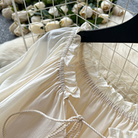 Robe longue décontractée pour femme, coupe trapèze ample, avec patchwork de dentelle et franges, manches courtes bouffantes, idéale pour le quotidien et les vacances
