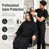 Robe de coiffure tendance style kimono avec lien, logo personnalisé, en polyester résistant à l'eau, unisexe, noire, pour femmes et clients