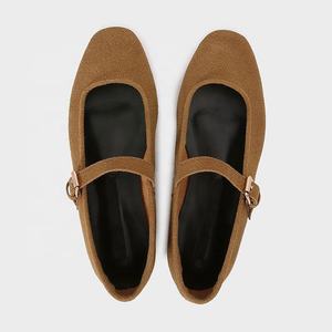 Otoño Nuevos zapatos <span class=keywords><strong>de</strong></span> mujer Marrón oscuro Amarillo Estilo <span class=keywords><strong>de</strong></span> <span class=keywords><strong>ballet</strong></span> retro Correa <span class=keywords><strong>de</strong></span> un botón Zapato único - Product Image 5
