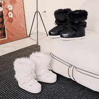 Bottes de neige Mooreyus style identique 2026, mode hiver européenne et américaine, mi-montantes en daim, Space Moon, semelle extérieure en caoutchouc moelleux