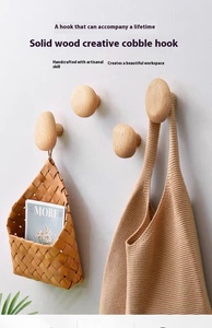 Manteau créatif en hêtre noyer noir crochets auto-adhésifs en forme de galets sans poinçon pour chambre salon utilisation - Product Image 6