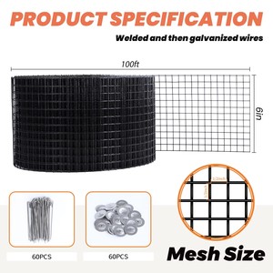 Black PVC Coated Welded Iron Wire <b>Mesh</b> Square Opening Construction Hardware Cloth for Garden Fence and Bird Protection - Product Image 6