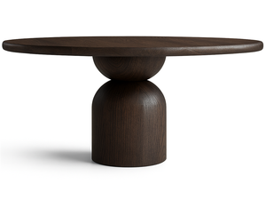 Table de salle à manger ronde en bois avec base géométrique, table de restaurant moderne en <span class=keywords><strong>chêne</strong></span> massif pour café, hôtel, banquet - Product Image 4