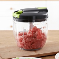 Handmatige staafmixer met stalen messen, handmatige gehaktmolen, dumplingvuller, groentehakker, chilimolen, pulverisator, plastic.