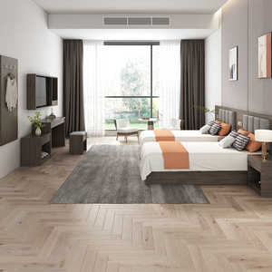 Juego completo de cama de madera de tamaño King y Queen para hotel de 3 estrellas, muebles modernos, juego de dormitorio - Product Image 5