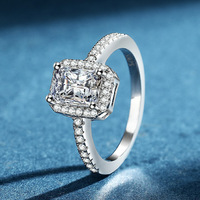 Bague en moissanite de l'usine de bijoux MuShan, argent sterling S925, bague rectangulaire en moissanite de couleur