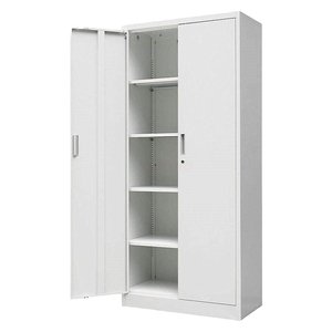 Armoire de classement métallique moderne noire à 2 portes pour bureau |   Armoire de rangement en acier avec étagères réglables |   Casier scolaire étanche - Product Image 4