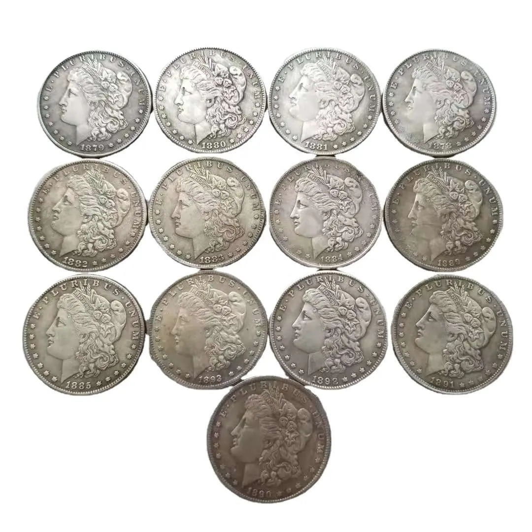 Monedas conmemorativas decorativas chapadas en plata dólar Morgan americano al por mayor (1878-1893) CC