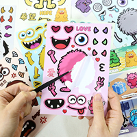 Autocollants de scène miniature 3D personnalisés, livre d'autocollants de monstres mignons de dessins animés pour enfants, éducation émotionnelle