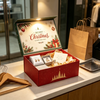Boîte cadeau de Noël personnalisable en forme d'avion, tiroir de rangement, estampage or, emballage de fêtes pour mini-bouteille, chocolat, ensemble de cigares