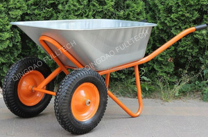 Carretilla de Construcción Galvanizada de Doble Rueda para el Mercado de Rusia y Polonia, Carretilla Galvanizada de <span class=keywords><strong>2</strong></span> Ruedas con Bandeja de Zinc y Neumáticos - Product Image 6