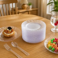 Assiettes en plastique jetables sans BPA, bord festonné ondulé, assiettes à dîner transparentes pour la décoration de table de mariage, de fête ou de banquet