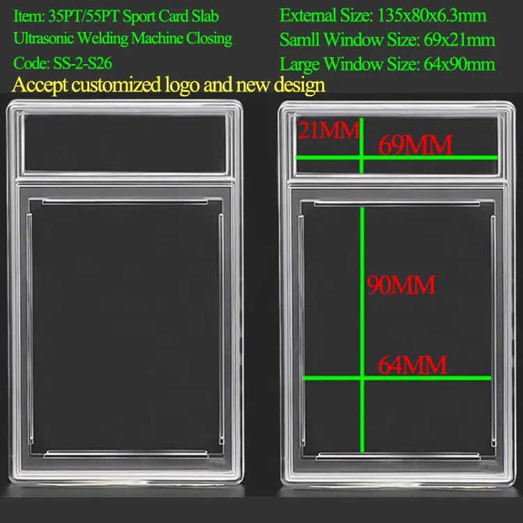 Clear 35PT Custom Ultrasonic Graded Card Slab Acrylic Trading Card Slabs Holder Case Grading Baseball CGC Slabs For Pokemon PSA