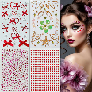 เทศกาลผีเสื้อแดง <span class=keywords><strong>ปลา</strong></span>คาร์ฟ หัวใจหลากสีสัน แต่งหน้าด้วยเพชรประดับ 3 มิติ สติ๊กเกอร์เพชรตกแต่งแบบติด - Product Image 3