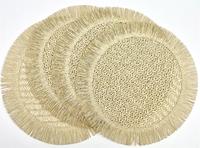 Napperon rond 38cm en papier naturel en raphia