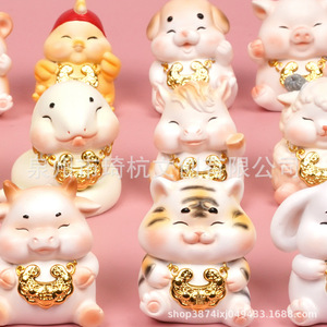 แม่เหล็กติดตู้เย็นรูปสัตว์น่ารัก ทำจากเรซิ่นสังเคราะห์ ของตกแต่งสำหรับของขวัญปีใหม่จีน ของประดับตกแต่งบนโต๊ะ - Product Image 2