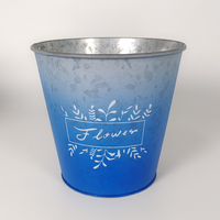Jardin et décoration d'intérieur Jardinière galvanisée de style fermier Vase antique peint en métal Seau Pots chinois