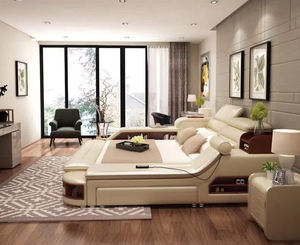 <span class=keywords><strong>Lit</strong></span> en cuir intelligent de luxe ultra-moderne pour chambre à coucher hôtel: fauteuil de massage inclinable canapé, <span class=keywords><strong>coffre</strong></span>-fort caché, haut-parleurs <span class=keywords><strong>multi</strong></span>-stockage - Product Image 5